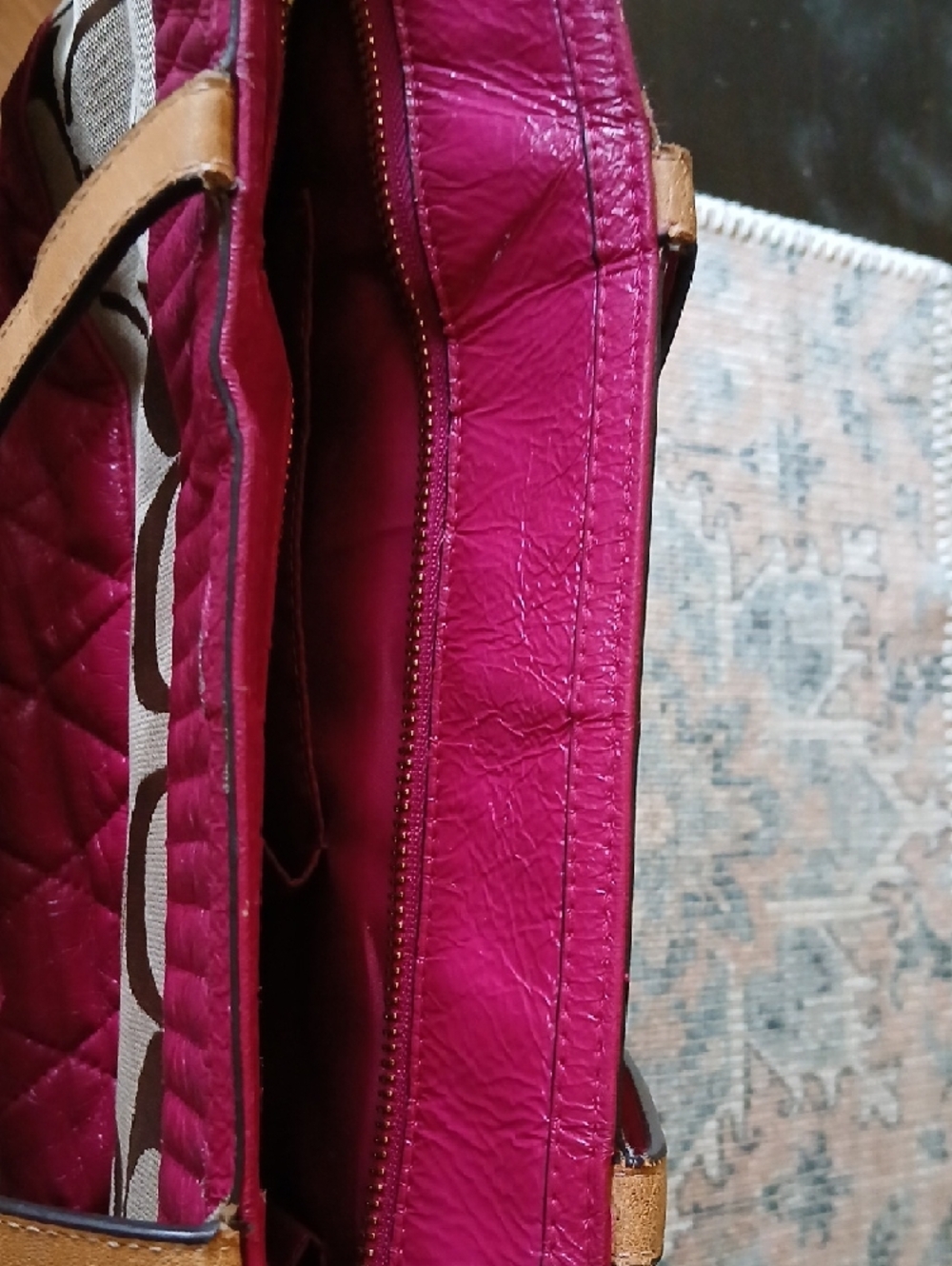Coach Pink Signature Quilted Canvas Shoulder Tote - Picture 11 of 15